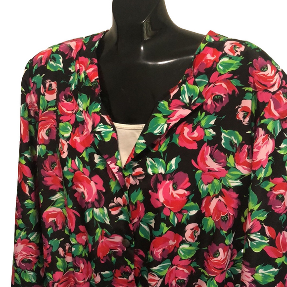 Vintage Sears Floral Long Sleeved Blouse With Buttons - Picture 5 of 10